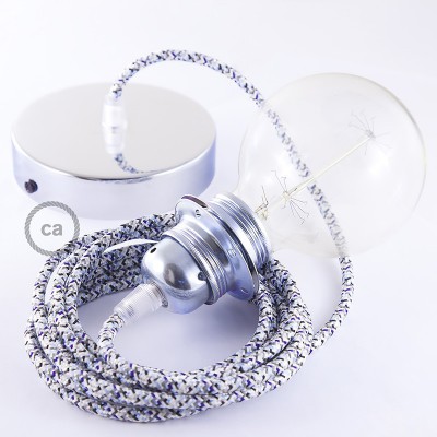 Pendel para pantalla, lámpara colgante cable textil Pixel Hielo RX04