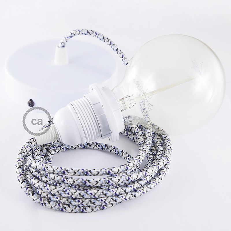 Pendel para pantalla, lámpara colgante cable textil Pixel Hielo RX04