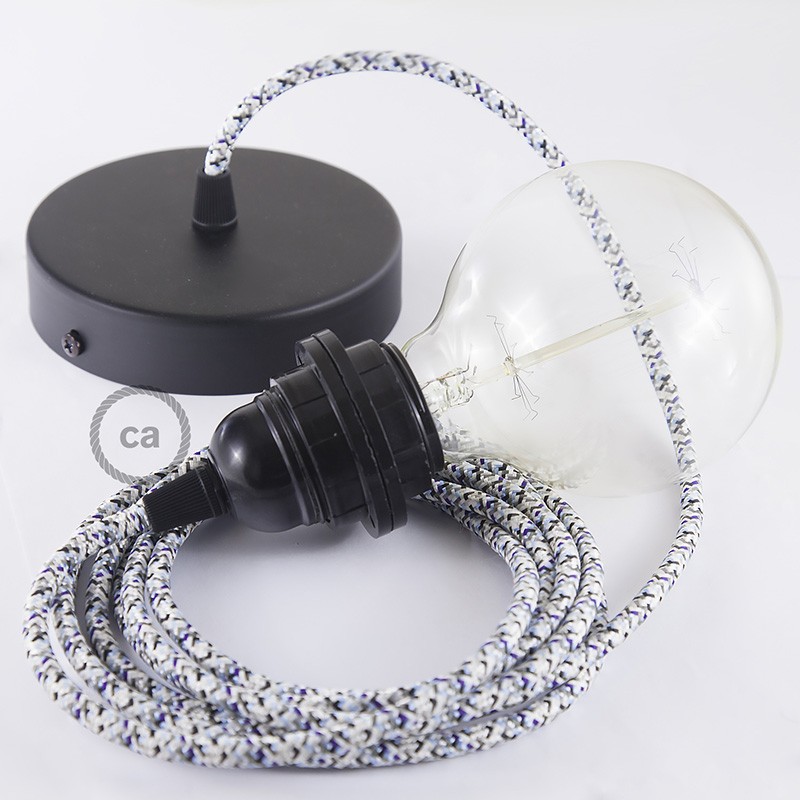 Pendel para pantalla, lámpara colgante cable textil Pixel Hielo RX04