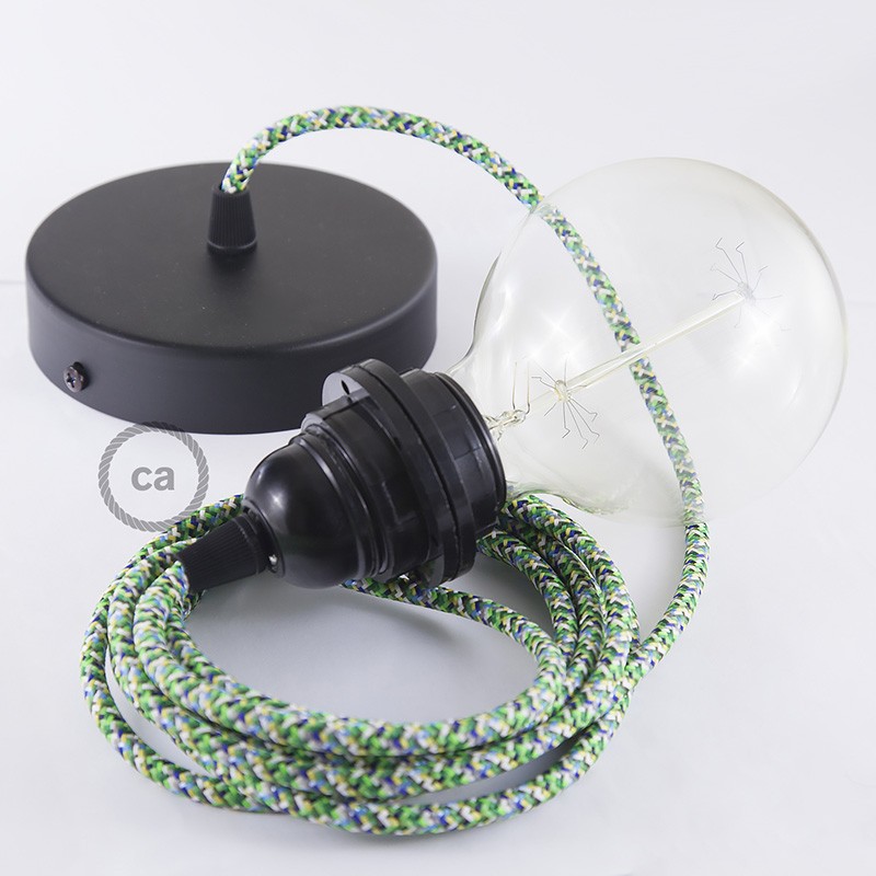 Pendel para pantalla, lámpara colgante cable textil Pixel Verde RX05