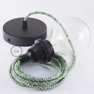 Pendel para pantalla, lámpara colgante cable textil Pixel Verde RX05