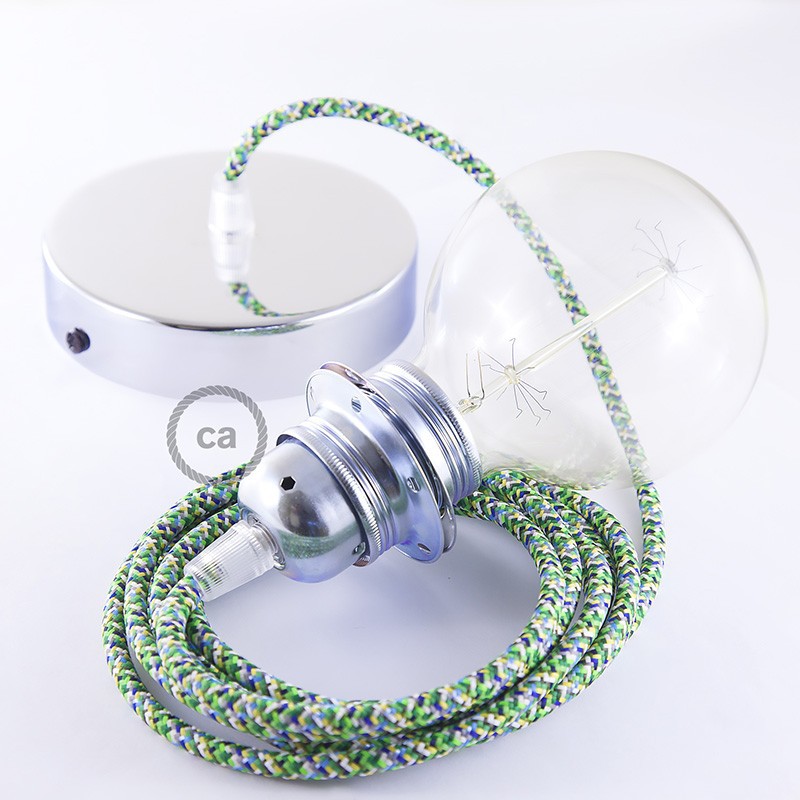 Pendel para pantalla, lámpara colgante cable textil Pixel Verde RX05