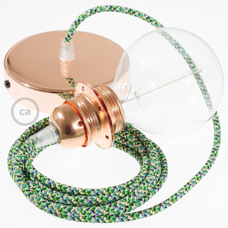 Pendel para pantalla, lámpara colgante cable textil Pixel Verde RX05