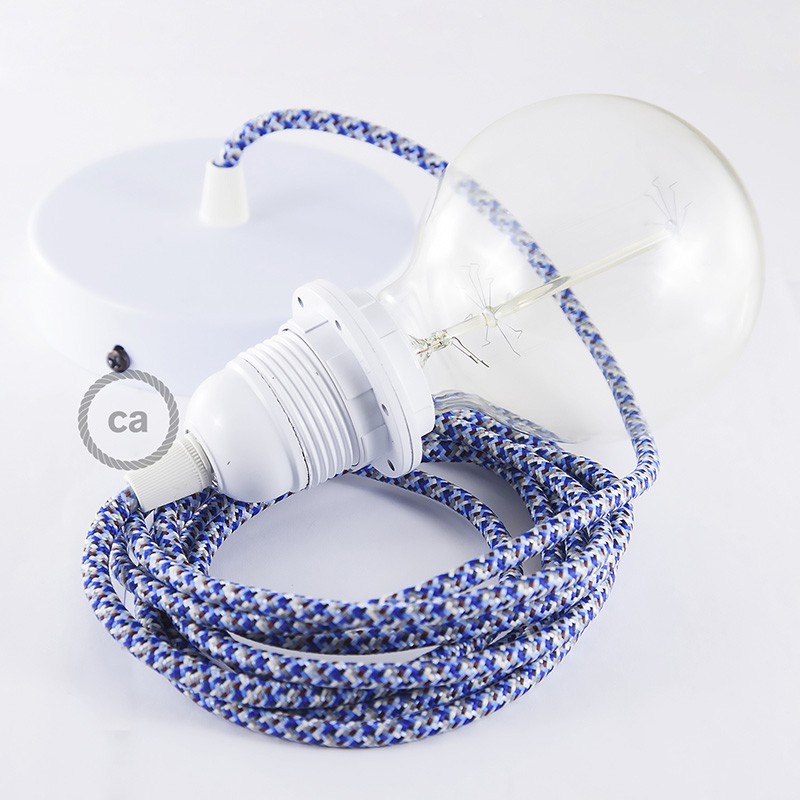 Pendel para pantalla, lámpara colgante cable textil Pixel Turquesa RX03