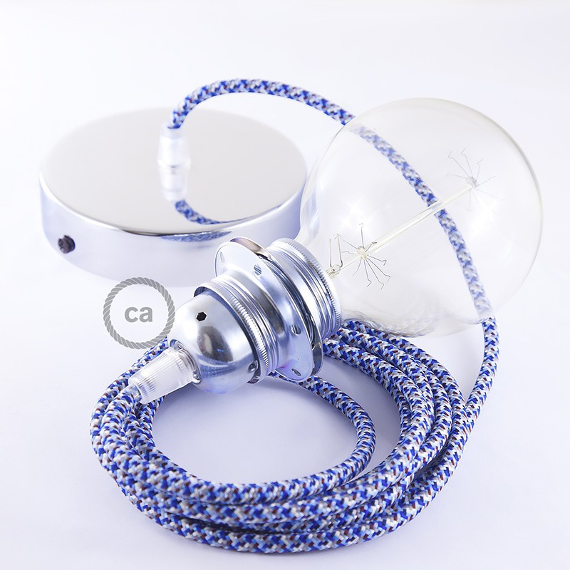 Pendel para pantalla, lámpara colgante cable textil Pixel Turquesa RX03