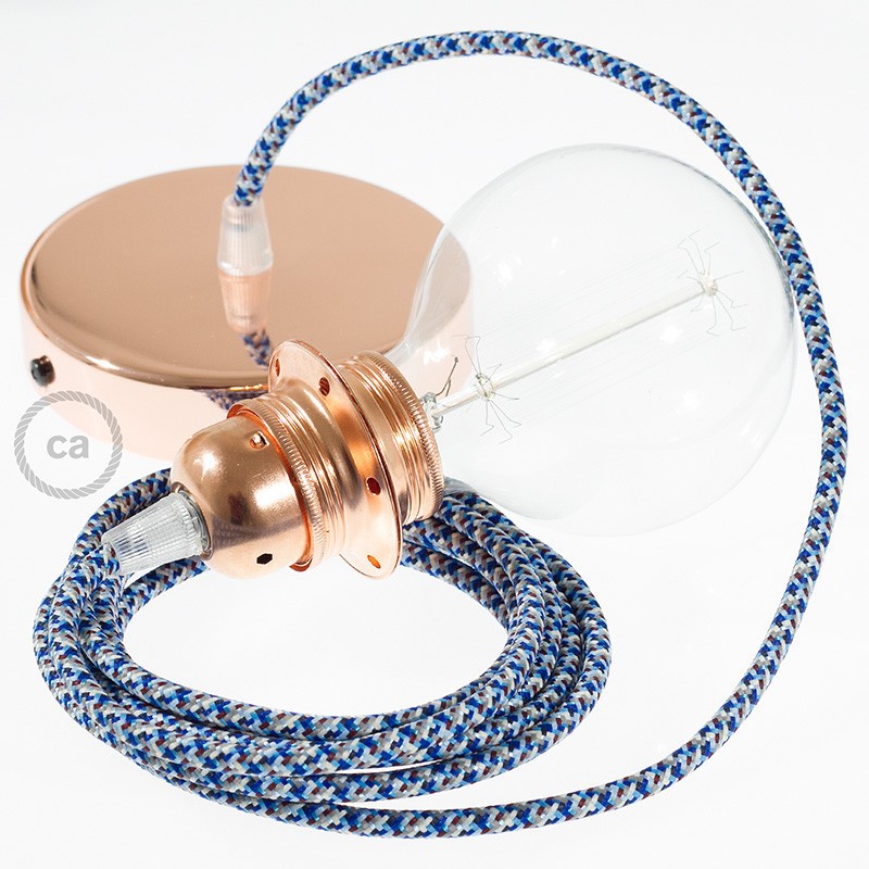 Pendel para pantalla, lámpara colgante cable textil Pixel Turquesa RX03