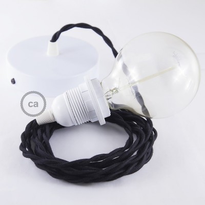 Pendel para pantalla, lámpara colgante cable textil Negro en Algodón TC04