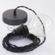 Pendel para pantalla, lámpara colgante cable textil Negro en tejido Efecto Seda TM04