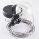 Pendel para pantalla, lámpara colgante cable textil Plateado en tejido Efecto Seda TM02