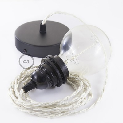 Pendel para pantalla, lámpara colgante cable textil Marfil en tejido Efecto Seda TM00