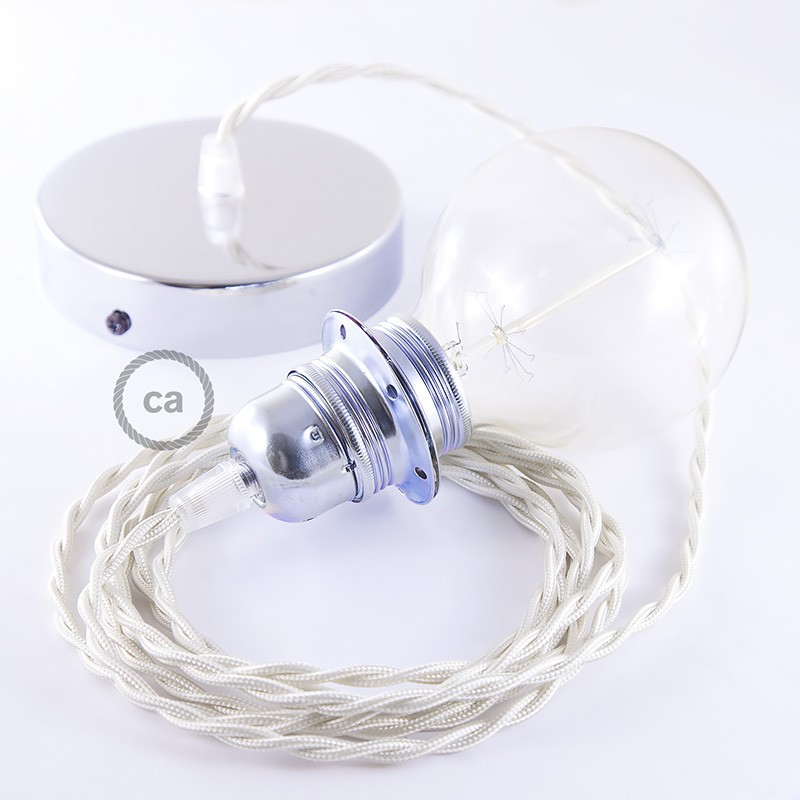 Pendel para pantalla, lámpara colgante cable textil Marfil en tejido Efecto Seda TM00