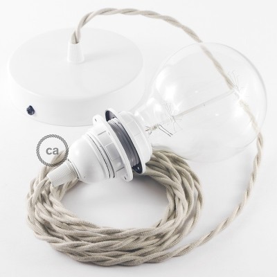 Pendel para pantalla, lámpara colgante cable textil Gris pardo en Algodón TC43