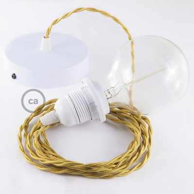 Pendel para pantalla, lámpara colgante cable textil Dorado en tejido Efecto Seda TM05