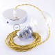 Pendel para pantalla, lámpara colgante cable textil Dorado en tejido Efecto Seda TM05