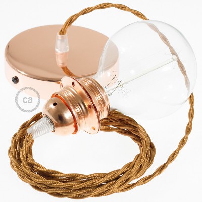 Pendel para pantalla, lámpara colgante cable textil Whiskey en tejido Efecto Seda TM22
