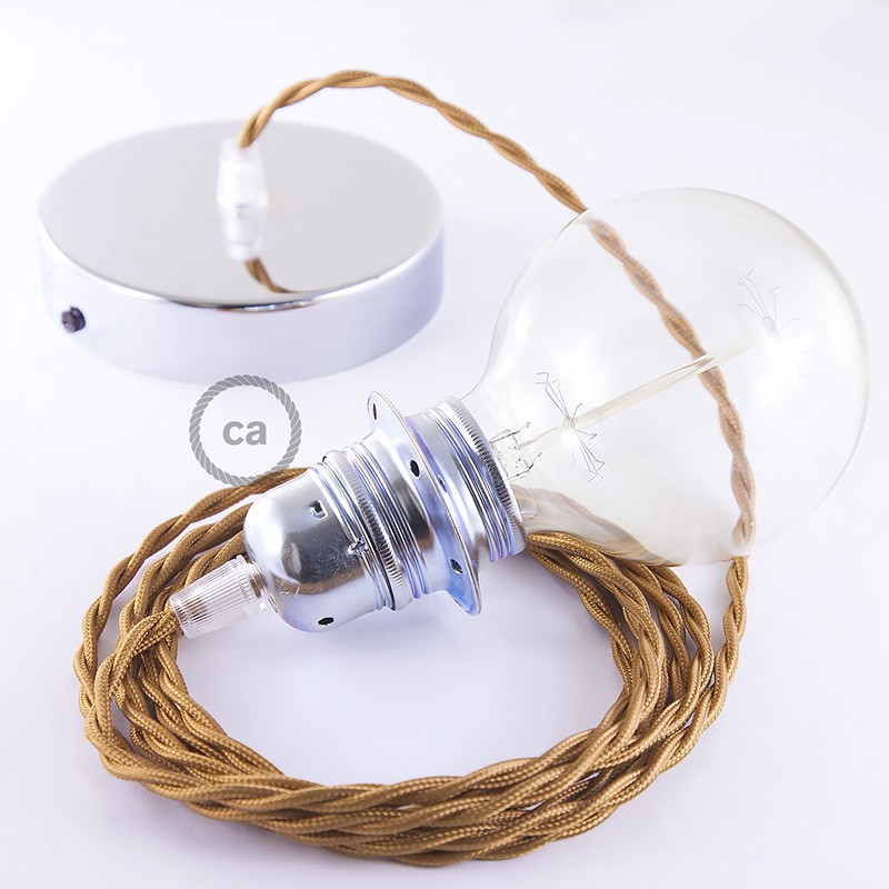 Pendel para pantalla, lámpara colgante cable textil Whiskey en tejido Efecto Seda TM22