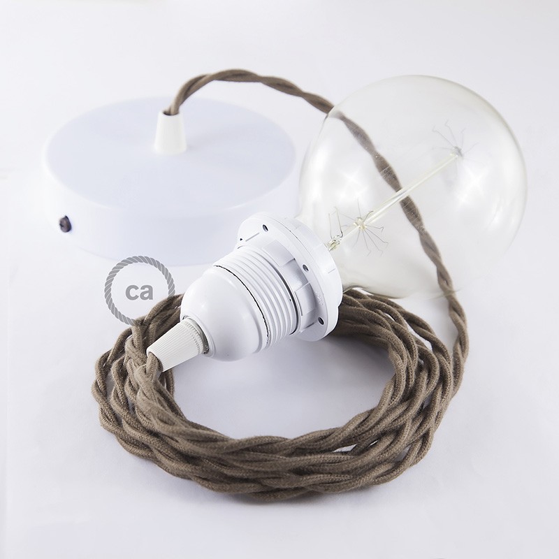 Pendel para pantalla, lámpara colgante cable textil Marrón en Algodón TC13