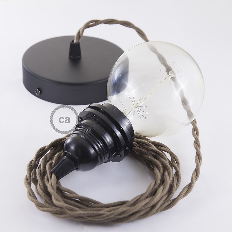 Pendel para pantalla, lámpara colgante cable textil Marrón en Algodón TC13