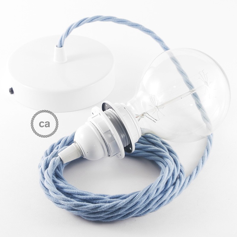Pendel para pantalla, lámpara colgante cable textil Oceano en Algodón TC53