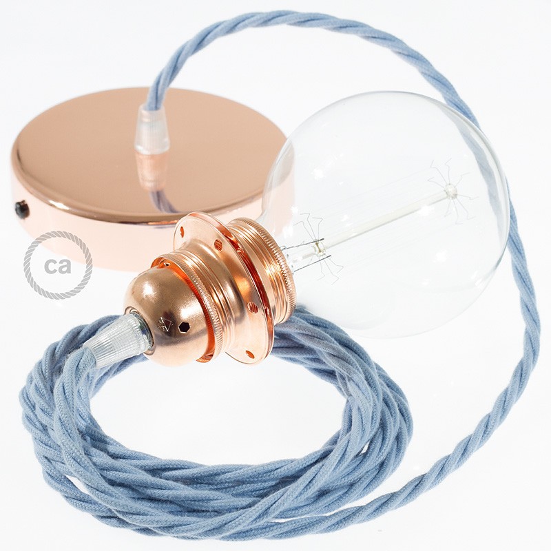 Pendel para pantalla, lámpara colgante cable textil Oceano en Algodón TC53
