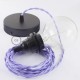 Pendel para pantalla, lámpara colgante cable textil Lila en tejido Efecto Seda TM07