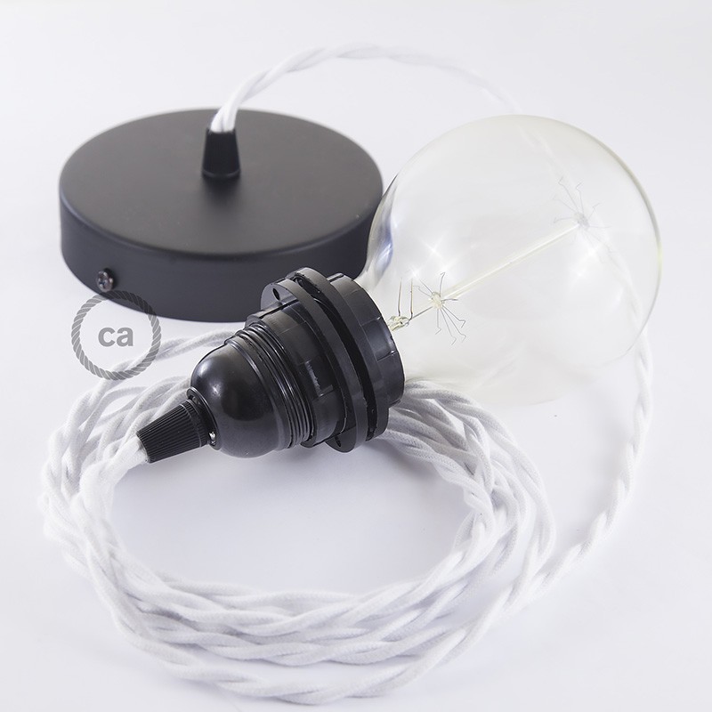 Pendel para pantalla, lámpara colgante cable textil Blanco en Algodón TC01
