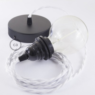 Pendel para pantalla, lámpara colgante cable textil Blanco en Algodón TC01