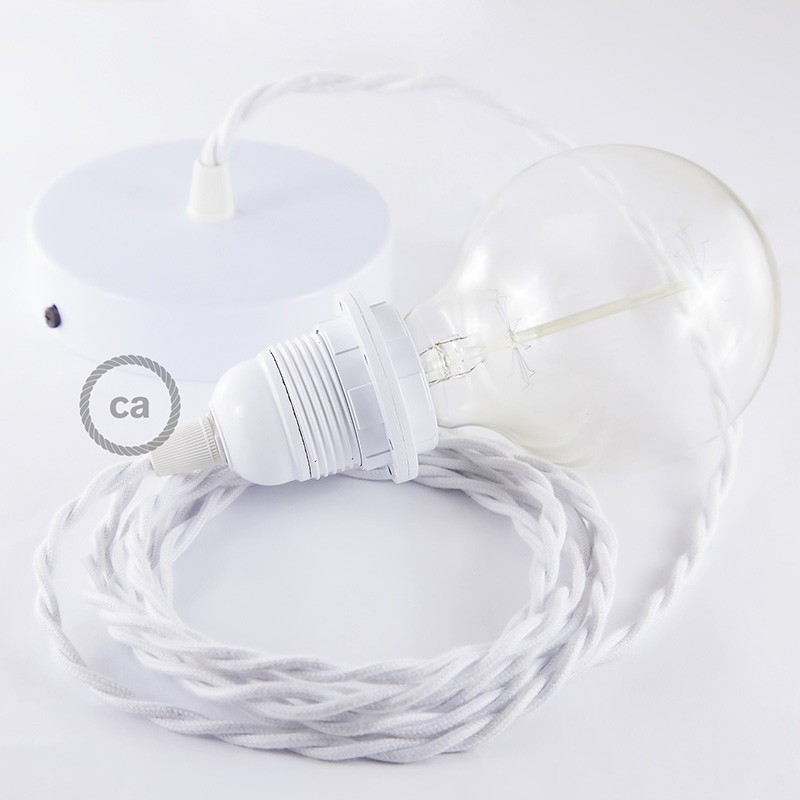 Pendel para pantalla, lámpara colgante cable textil Blanco en Algodón TC01