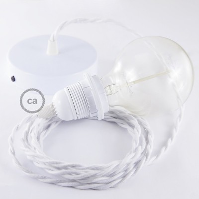 Pendel para pantalla, lámpara colgante cable textil Blanco en Algodón TC01