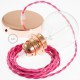 Pendel para pantalla, lámpara colgante cable textil Fuchsia en tejido Efecto Seda TM08