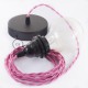 Pendel para pantalla, lámpara colgante cable textil Fuchsia en tejido Efecto Seda TM08