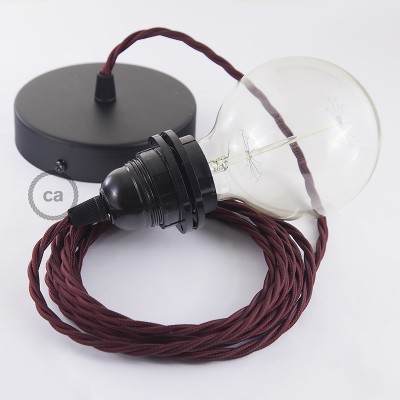 Pendel para pantalla, lámpara colgante cable textil Bordeos en tejido Efecto Seda TM19
