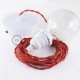 Pendel para pantalla, lámpara colgante cable textil Rojo en tejido Efecto Seda TM09
