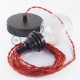 Pendel para pantalla, lámpara colgante cable textil Rojo en tejido Efecto Seda TM09