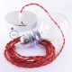 Pendel para pantalla, lámpara colgante cable textil Rojo en tejido Efecto Seda TM09