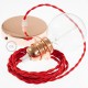 Pendel para pantalla, lámpara colgante cable textil Rojo en tejido Efecto Seda TM09