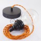 Pendel para pantalla, lámpara colgante cable textil Naranja en tejido Efecto Seda TM15