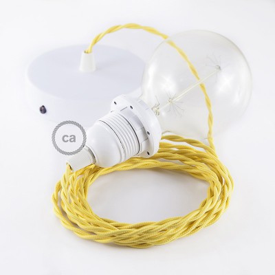 Pendel para pantalla, lámpara colgante cable textil Amarillo en tejido Efecto Seda TM10