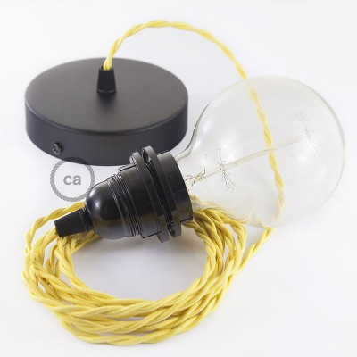 Pendel para pantalla, lámpara colgante cable textil Amarillo en tejido Efecto Seda TM10