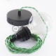 Pendel para pantalla, lámpara colgante cable textil Verde en tejido Efecto Seda TM06