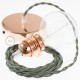 Pendel para pantalla, lámpara colgante cable textil Gris Verde en Algodón TC63
