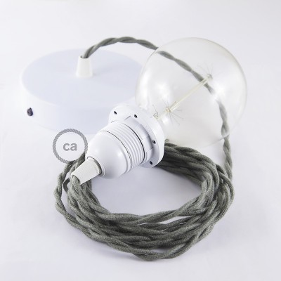 Pendel para pantalla, lámpara colgante cable textil Gris Verde en Algodón TC63