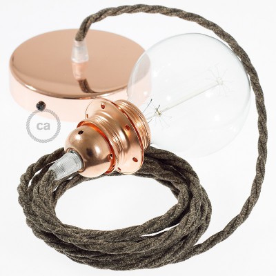 Pendel para pantalla, lámpara colgante cable textil Marrón en Lino Natural TN04
