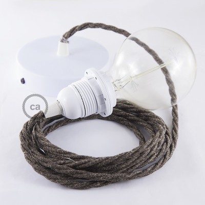 Pendel para pantalla, lámpara colgante cable textil Marrón en Lino Natural TN04