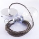 Pendel para pantalla, lámpara colgante cable textil Marrón en Lino Natural TN04