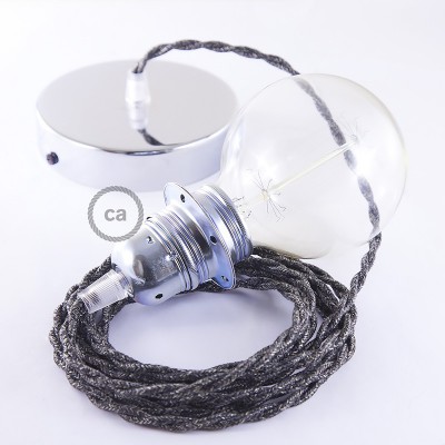 Pendel para pantalla, lámpara colgante cable textil Antracita en Lino Natural TN03