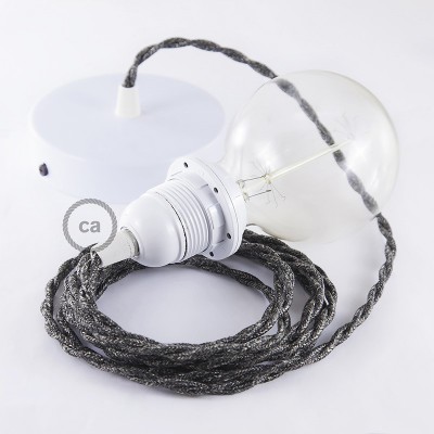 Pendel para pantalla, lámpara colgante cable textil Antracita en Lino Natural TN03