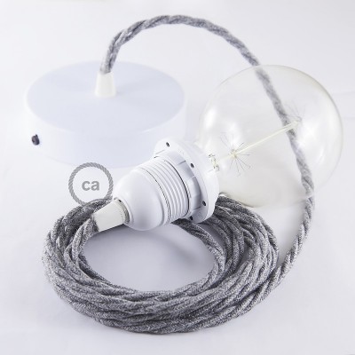 Pendel para pantalla, lámpara colgante cable textil Gris en Lino Natural TN02