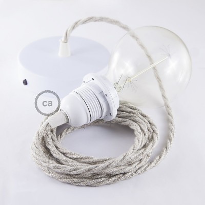 Pendel para pantalla, lámpara colgante cable textil Neutro en Lino Natural TN01