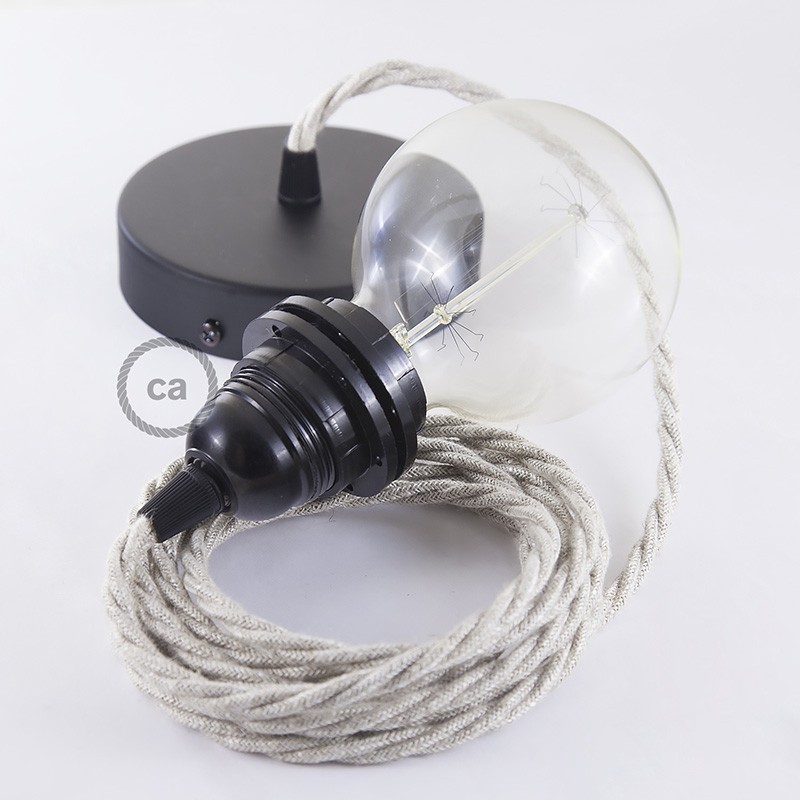 Pendel para pantalla, lámpara colgante cable textil Neutro en Lino Natural TN01